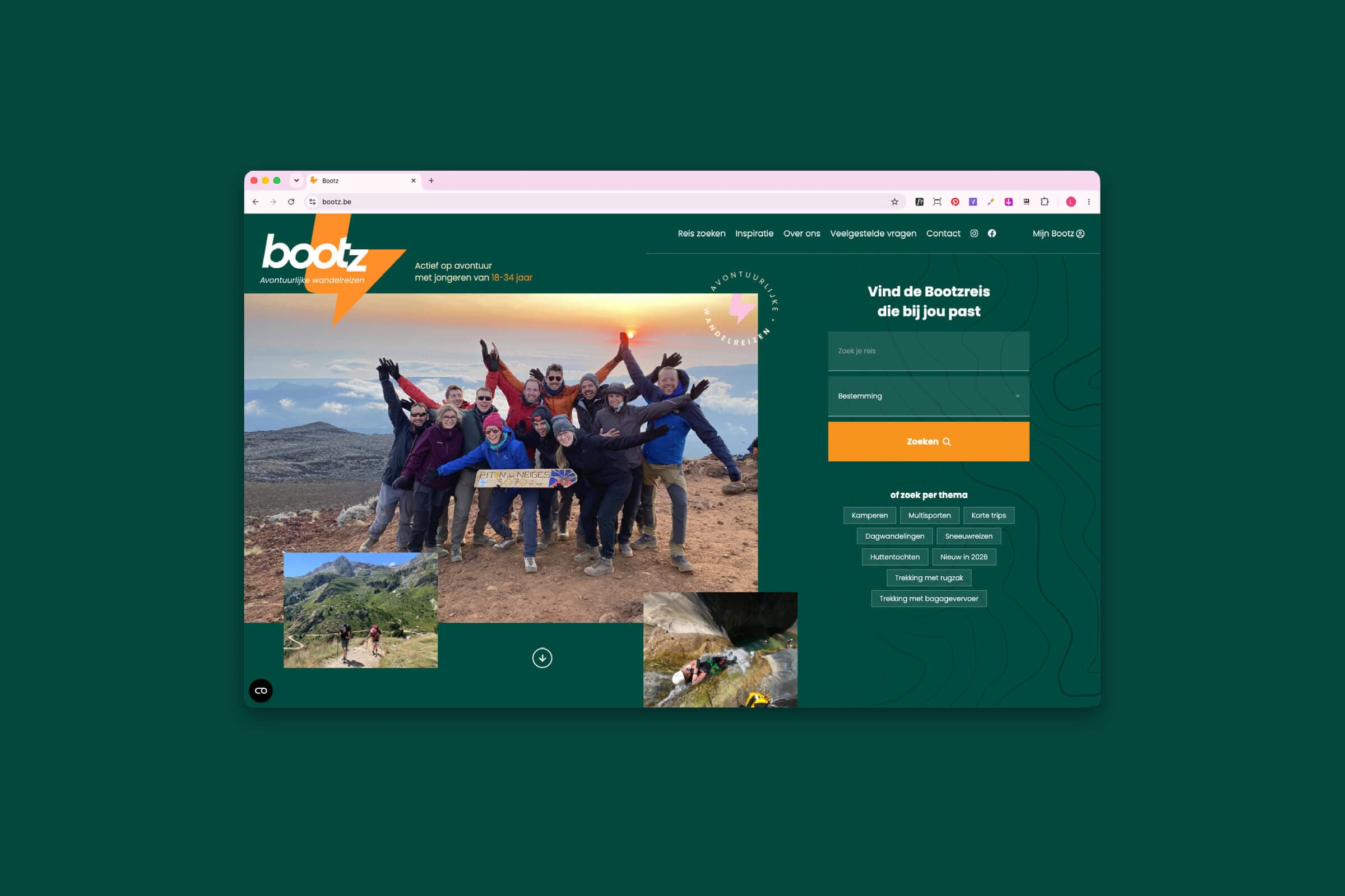 Desktop weergave van website Bootz