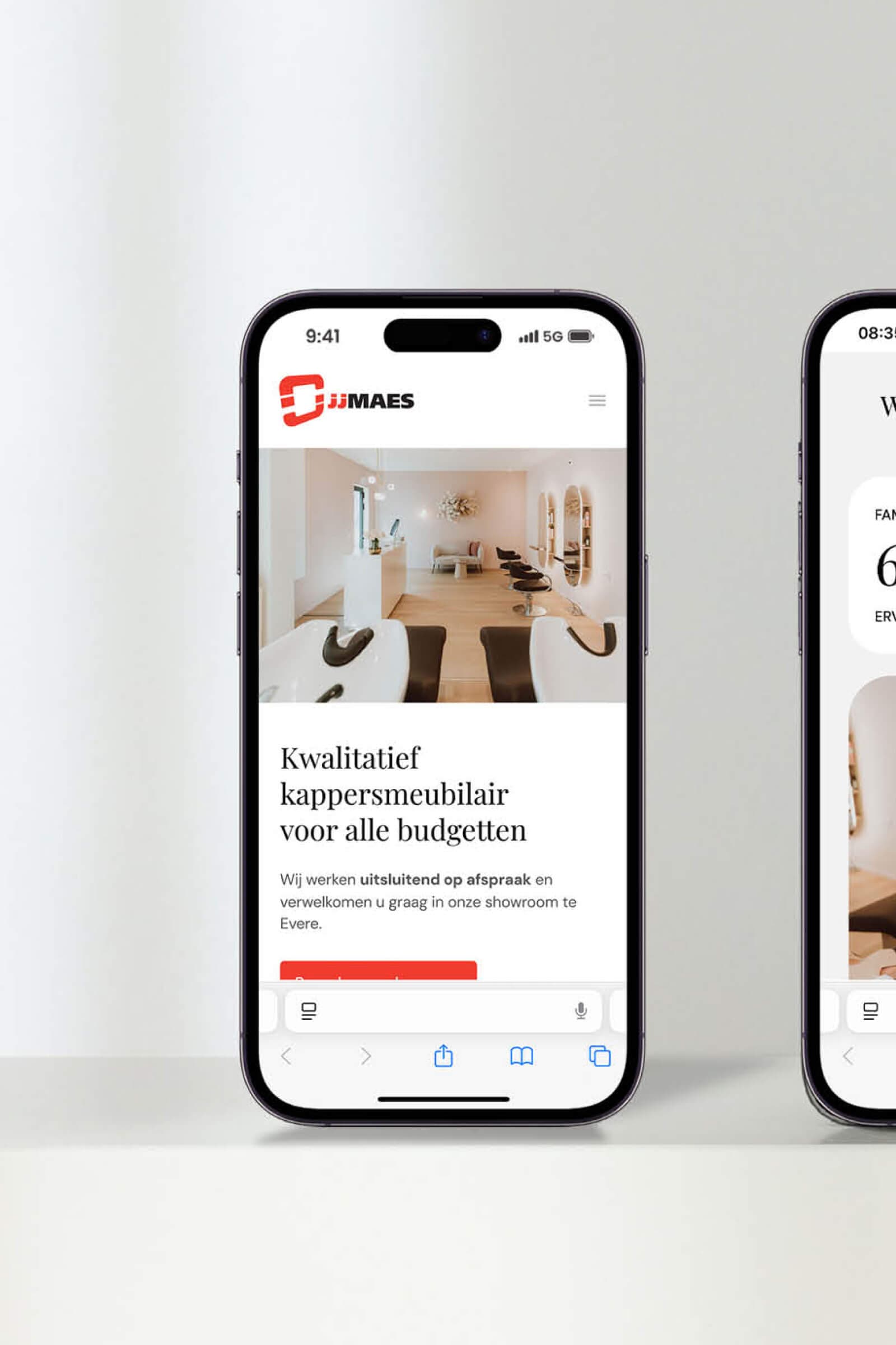 Mobiele weergave website JJ Maes