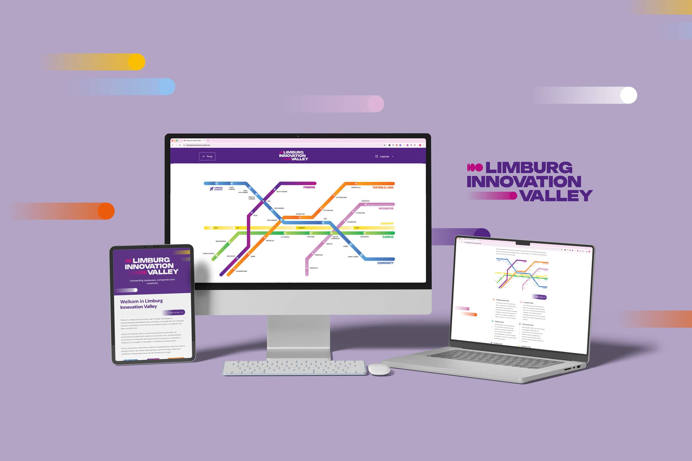 Meerdere devices met daarop de website van Limburg Innovation Valley