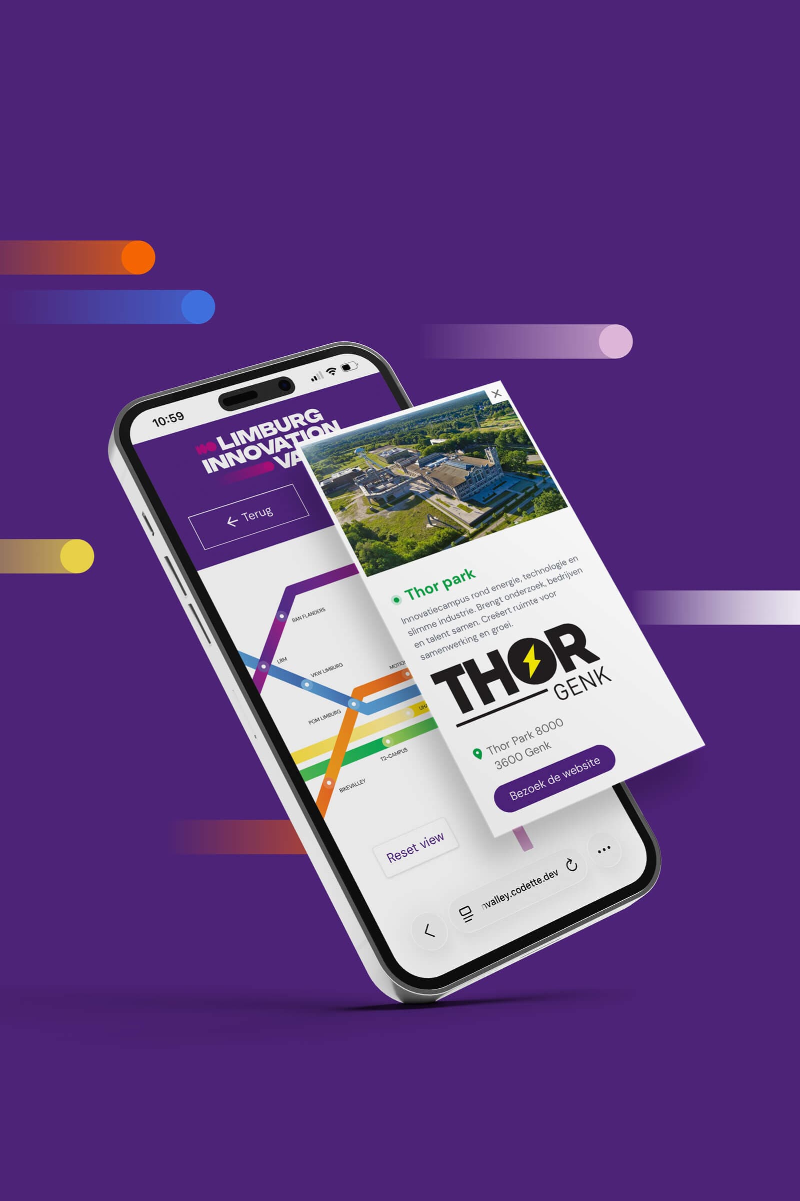 Mobiele weergave van website Limburg Innovation Valley