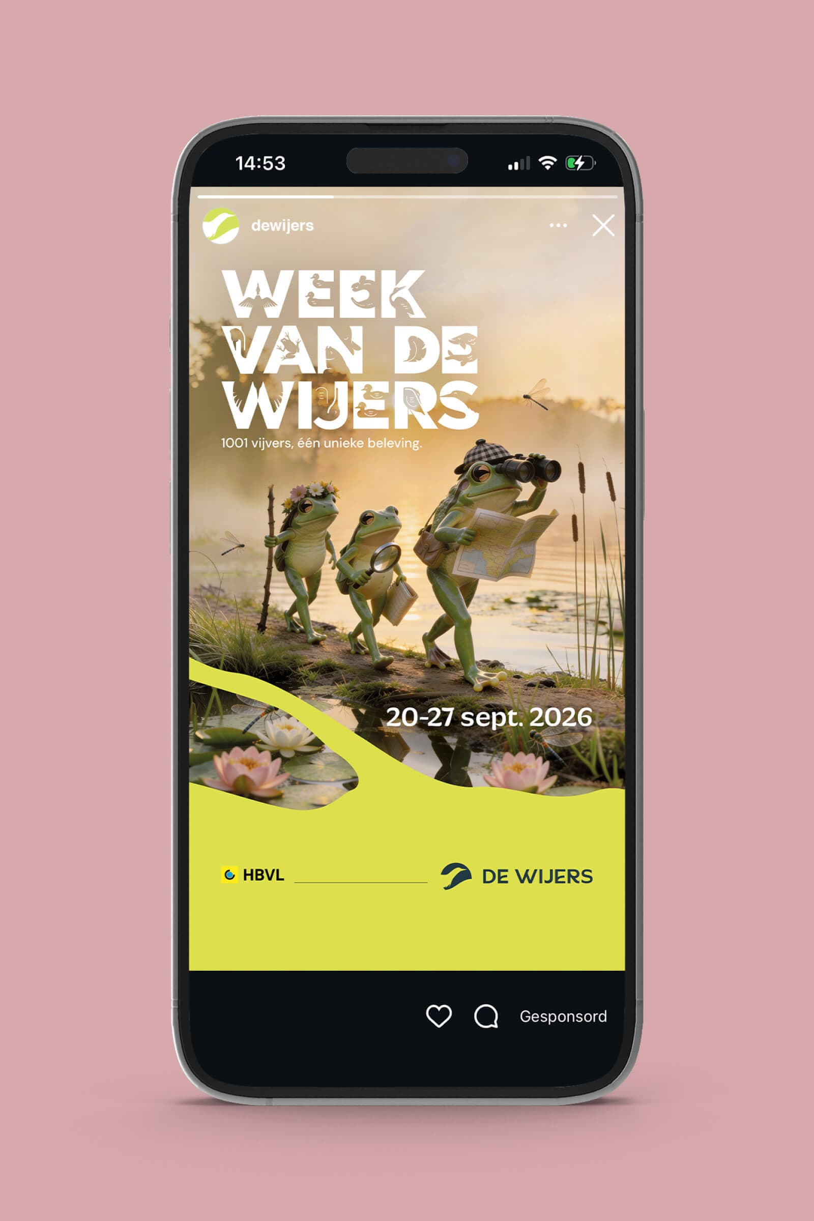 Mobiele weergave van het campagnebeeld voor Week van de Wijers