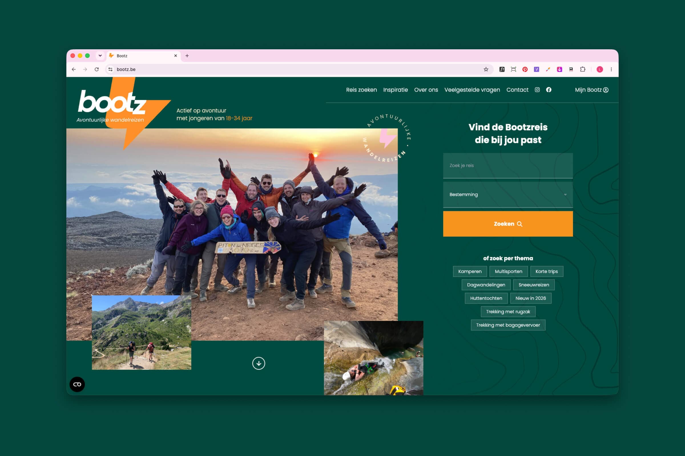Desktop weergave van homepage Bootz