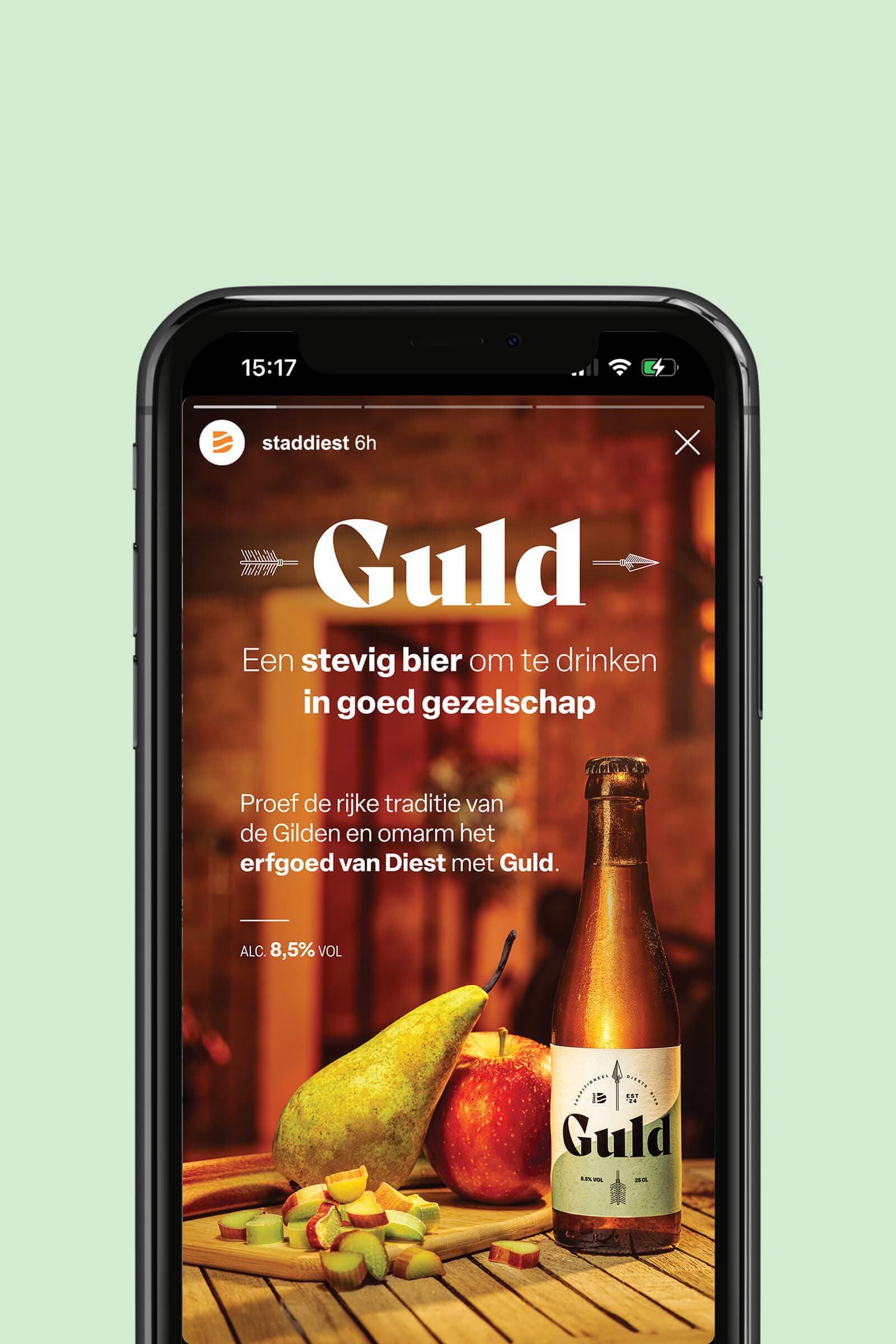 Social post voor stadsbier Guld van Stad Diest