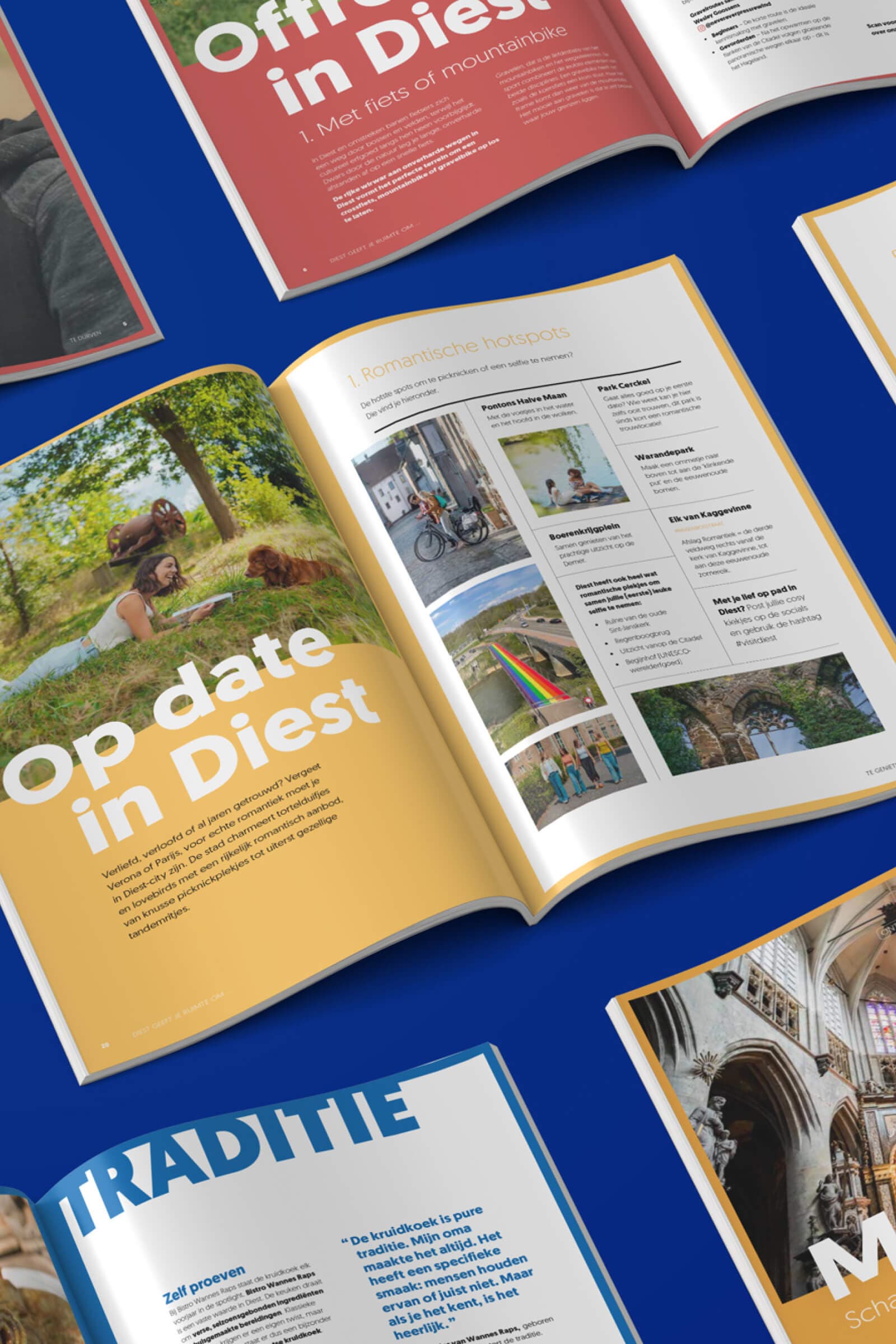 Hoofdstuk pagina in algemene brochure met toeristisch aanbod voor Visit Diest