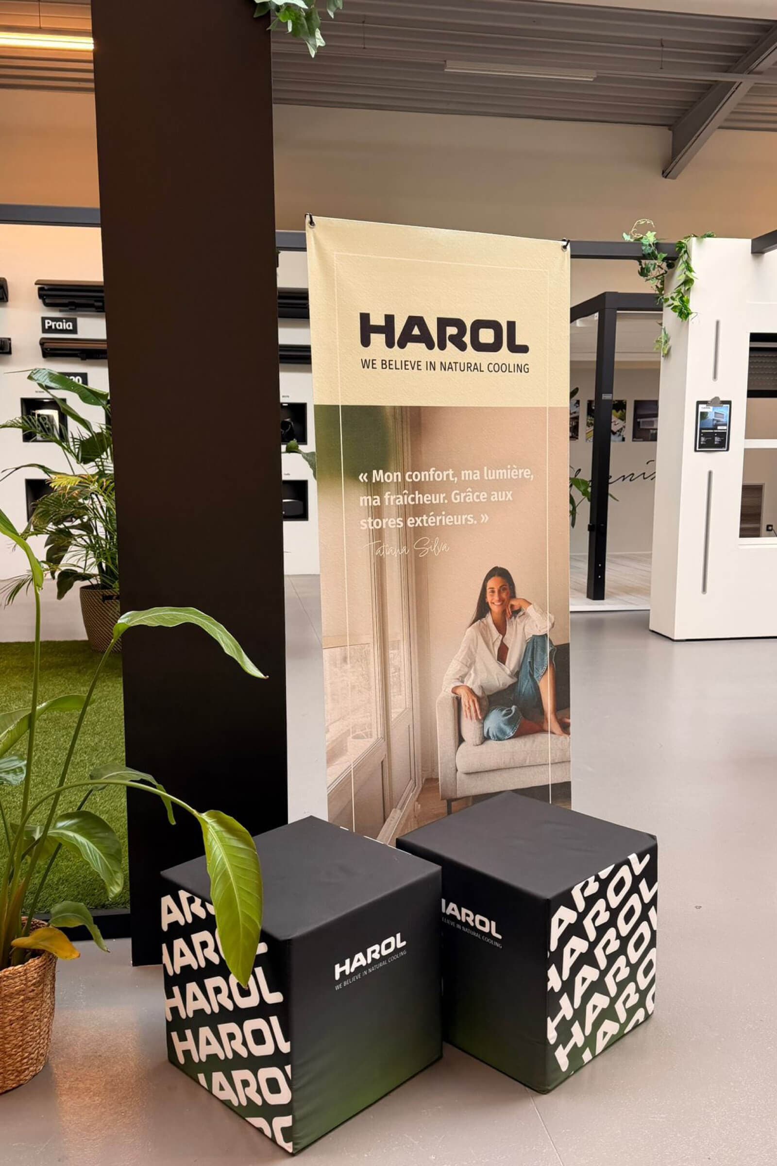 Rollup banner en kubussen voor Harol