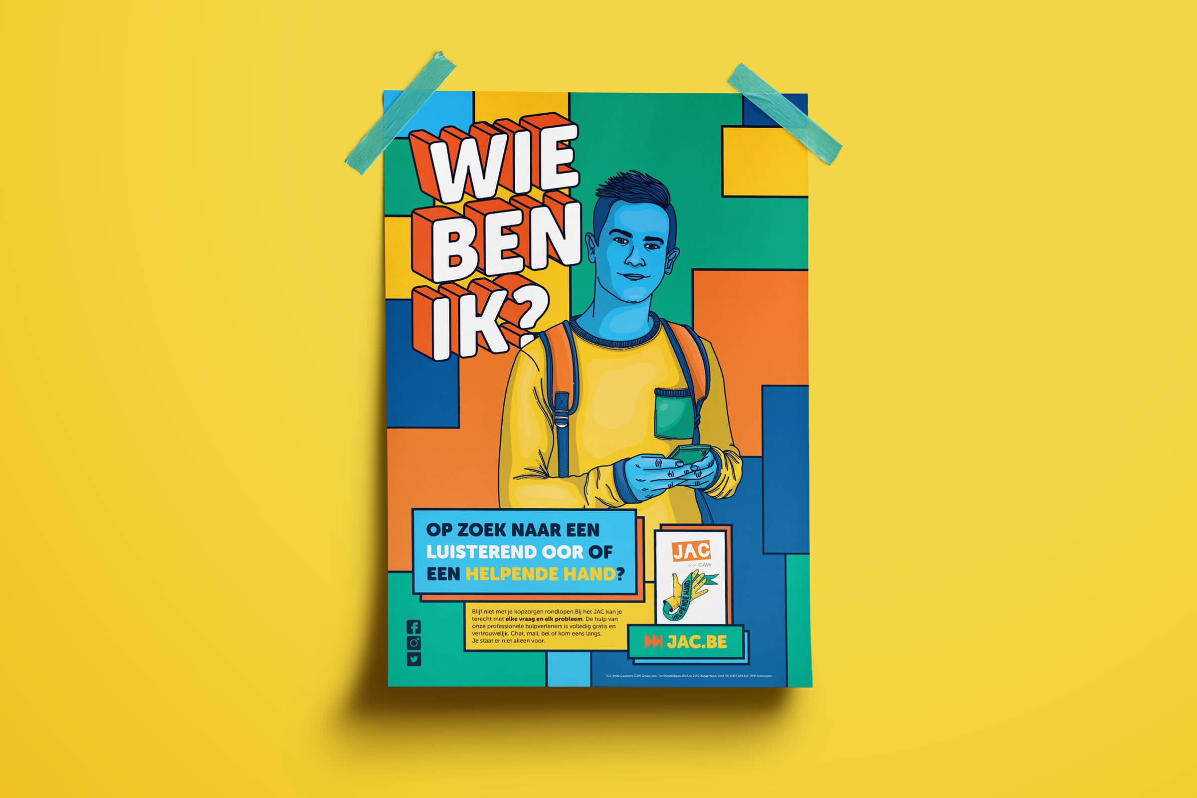 Wie ben ik? Poster voor JAC van CAW